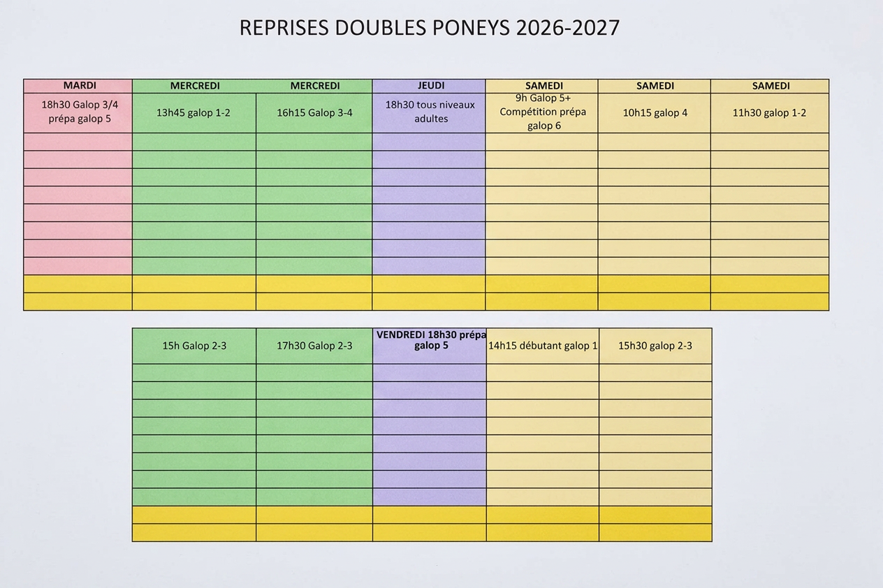 planning double poney 2026